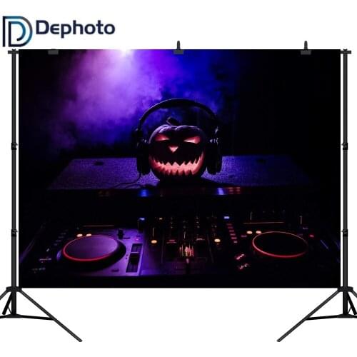 Dephoto Seamless Photography Backdrop Halloween Party Printed Pumpkin DJ party Baby Kids Children Photo Studio Background