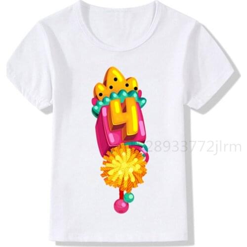Kid Kawaii Colorful Candy Birthday Number 1-12 Print T Shirt Children Birthday Boy T-shirts Boy&Girl Funny Gift Tshirt Present