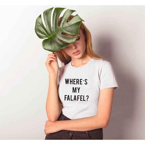 WHERES MY FALAFEL? Letters Women T shirt Cotton Casual Funny tshirts For Lady Top Tee Hipster Tumblr Black White Gray