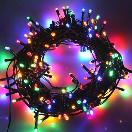 10M 80Leds Fairy String Light Garland Black Outdoor Garden Lighting for Christmas Party Wedding AC220V EU Plug