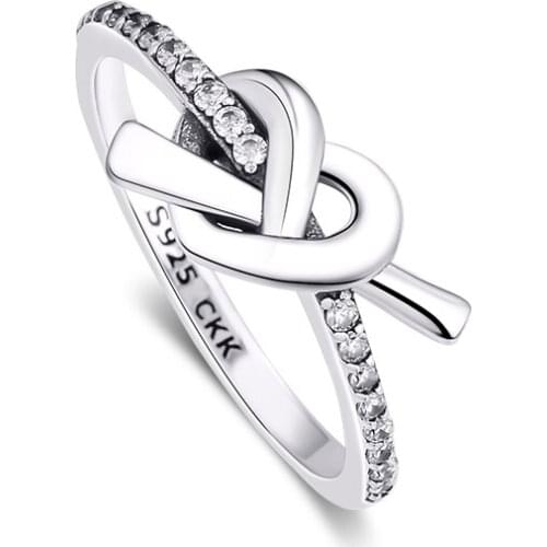 CKK 925 Sterling Silver Knotted Heart Ring Wedding Engagement Rings for Women Fashion Jewelry anillos mujer