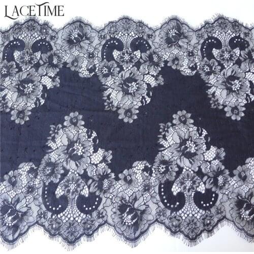 3M Embroidery French Soft Mesh Lace Fabric In Black White Chantilly Eyelash Lace Trim DIY Arts Crafts Sewing 40cm Wide
