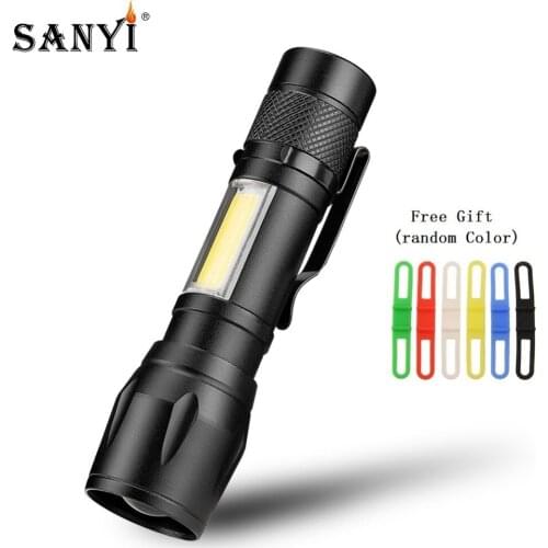 Sanyi Mini Flashlight Portable Lantern Tactical Work Light XPE COB LED Aluminium Torch Powerful Hunting Cycling Lamp Use 1*AA