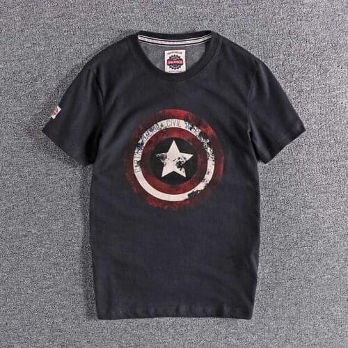 2020 European and American high quality youth half sleeve personalized shield printed mens round neck short sleeve T-shirt 965