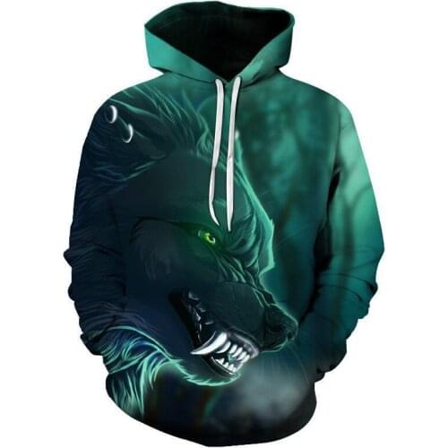 2021 New Design Mens Hoodies 3D Print Wolf Hoodie Man Fashion Brand Casual Hoodie Sweatshirt Hip Hop Male Hoody Tracksuit Autumn