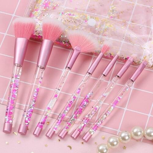 Makeup Brushes Set 7 Pcs Crystal Sequins Diamond Makeup Brush Beautiful Flow Quicksand Liquid Handle Blending Make Up Brush Kits