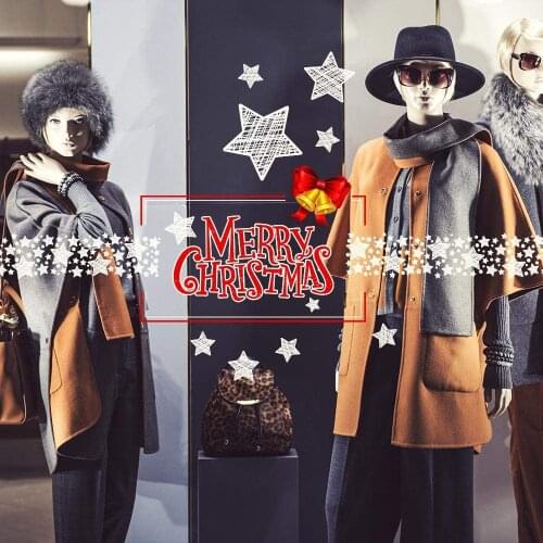 CRNT0004 window sticker Christmas 100% decoration for window shopping stores, without glue, repositionable and reusable at will