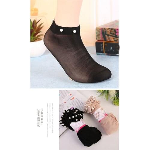 10 pair Pearl Women Socks Fashion Silk Female Short Socks Shiny Harajuku Soft Ladies Funny Socks Transparent Elastic Hosiery