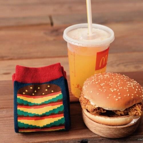 New Caramella Kawaii Men Women Socks Novelty Watermelon Hamburger Chips Lion Art Sock Creative Couple Gift Funny Happy Socks