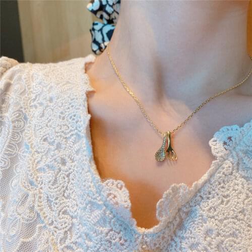 New Design Fashion Brand Jewelry Delicate Zircon Spoon Necklaces for Women Gift Pendant&necklaces
