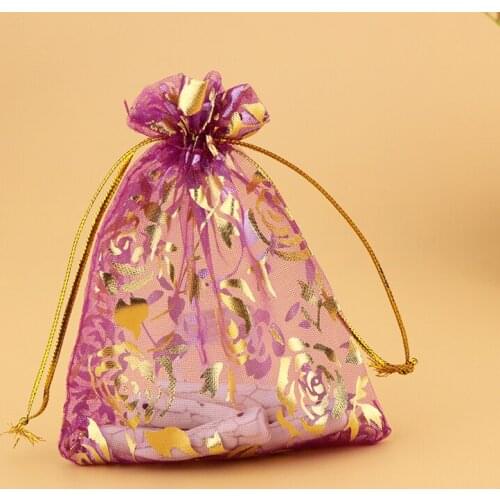 Wholesale 100pcs Drawable Hot Pink Large Organza Bags 17x23cm Favor Wedding Christmas Gift Bag Jewelry Packaging Bags& Pouches