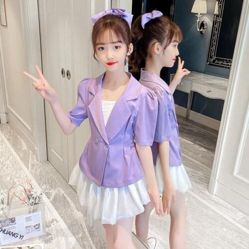 Japanese Style Schoolgirl Blazer Clothing Sets 3pcs Kids Sexy Uniforms Jacket+Skirts+Underwear Girls Formal Suit Blazer 4-14Year
