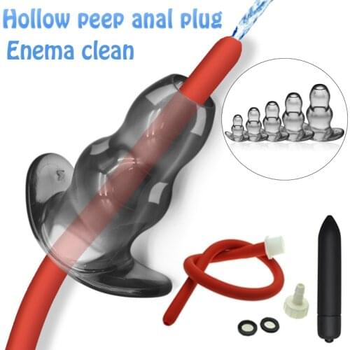 Hollow Anal Plug Vibrator Soft Speculum Anal Cleaning Enema Tube Dildo Butt Plug Prostate Massage Vagina Dilator Couple Sex Tool