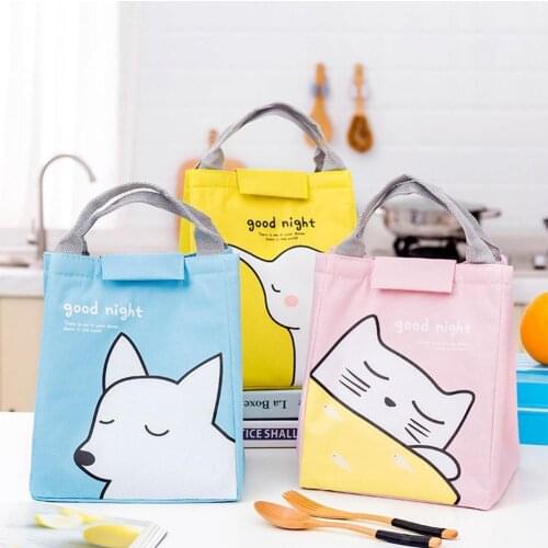 Portable Insulated Box Cartoon Animal Lunch Bag Tote Thermal Food Bag Women Kids Lunchbox Picnic Supplies Insulated Cooler Bags
