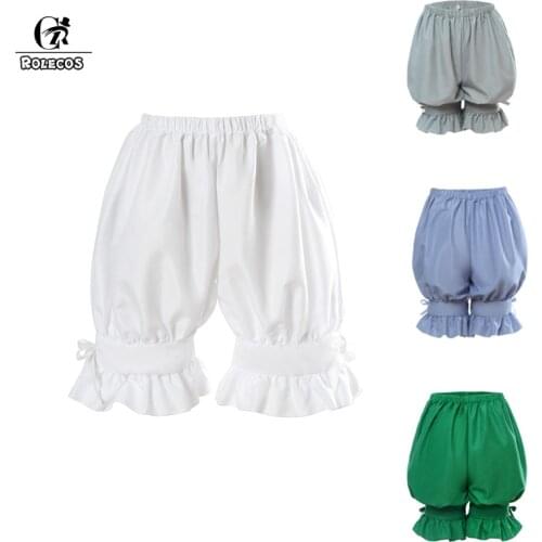 ROLECOS Women Safety Shorts Cotton Pumpkin Bloomers Girl Lolita Pumpkin Blue Shorts for Party Dress Sweet Lolita White Green