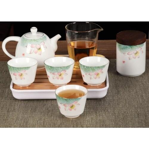 Family travel tea set one pot four cups Office Travel tea set aloes cup tea pot