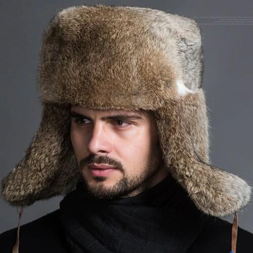 Winter Men Bomber Hat Warm Thicken Faux Fur Earflap Russian Caps Male Leifeng Windproof Snow Ski Hat Black Brown 2020 New