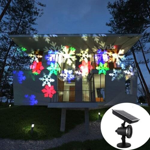 Solar Powered LED Laser Projector Moving Snowflake Disco Light Waterproof Christmas Stage Lights Outdoor Garden Landscape Lamp