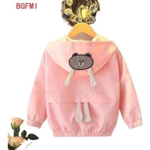 Baby Boy Windbreaker Girl Jackets Girls Outerwear Coats Spring Autumn Jacket for Girls Cartoon Rabbit Lion Print Hoodies Coat