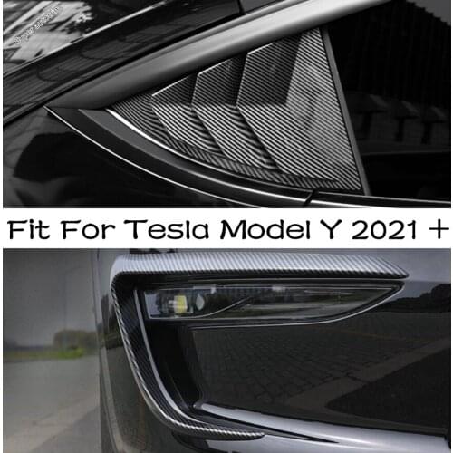 Exterior Parts Fit For Tesla Model Y 2021 Rear Quarter Window Louvers / Fog Light Eyelid Decoration Cover Trim Strips Stickers