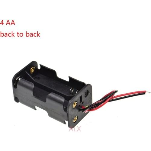 1PCS 4 AA battery holder with wire Leads 4x1.5v 6V 4AA 2A battery case Storage Box diy 4 slot AA Battery Shell 4XAA back to back