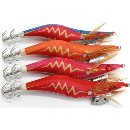 1PCS Luminous Squid Jig Fishing Wood Shrimp Lure Squid Cuttlefish Jigs Lures with 3.5# Hook