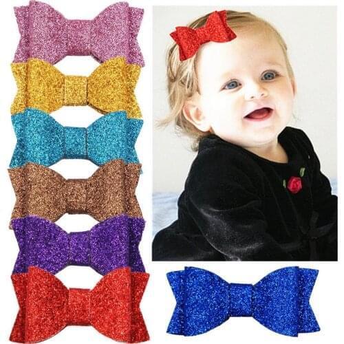 1000pcs 3.75/2.75 Inch Cute Glitter Hair Bows Handmade Colorful Bling Bows Barrettes Hairgrip Hairpin
