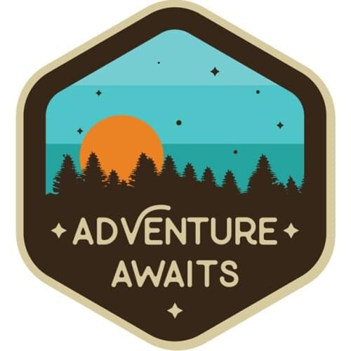 13CM*14CM Adventure Awaits Sunset Camping Travel Reflective Decal PVC Motorcycle Car Sticker Car accessories