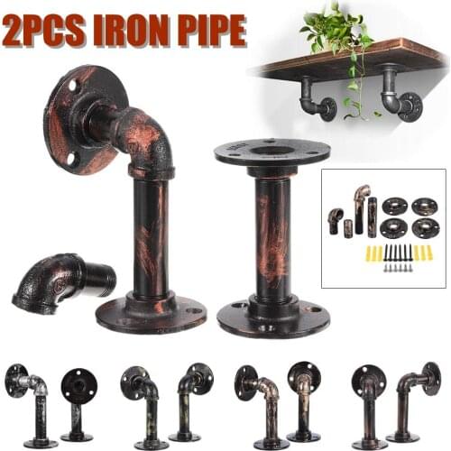 2Pcs DIY Black Iron Industrial Pipe Shelf Holder Rack L Bracket Vintage Retro Wall Floating Shelf Home Decor Storage Holders