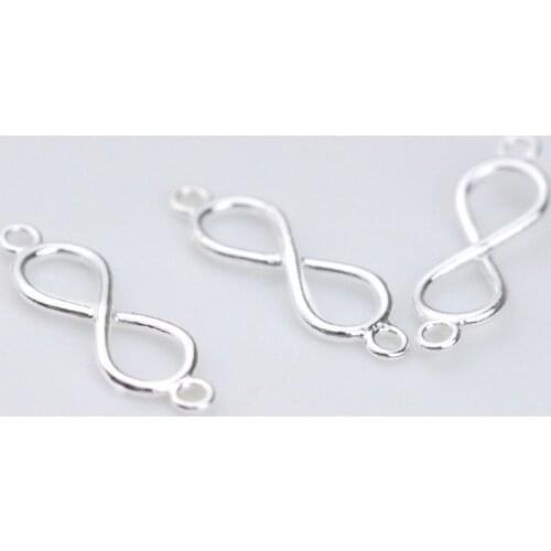 2pcs/lot 925 Sterling Silver 8 Shape Charm Connectors 20x6mm Ornament Pendant Accessories Fit Women Bracelets DIY Jewelry Making