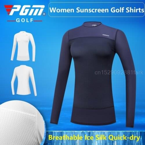 2021 Golf Clothes Female Long-Sleeved Ice Silk Korean Version Golf Womens Fit T-Shirt Golf Jersey Sunscreen Uv Ice Sportswear