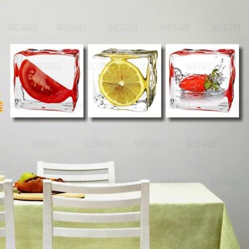 3 panel printed fruit lemon Canvas painting Modern Modular pictures On for kitchen decor wall art for living room photos