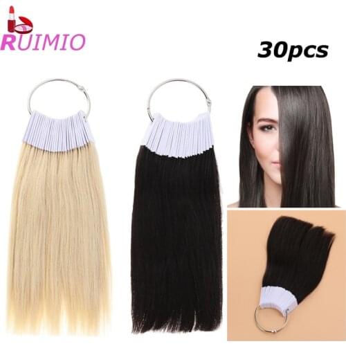 30pcs Hair Color Rings Human Hair Swatches Testing Color Samples Real Hair Swatches Color Cards Hair Color Swatches