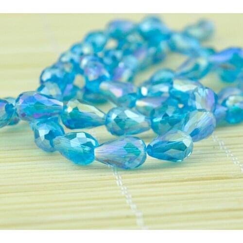 300pcs/lot Lake Blue AB Crystal Drop Beads Crystal Faceted Beadsa 8x12mm Curtain Craft Jewelry Making DIY Beads