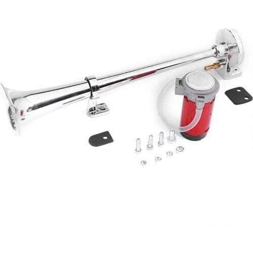 12v Air Horn Car Tweeter Motorcycle Air Horn With Air Pump Set Zinc Alloy Tweeter Long Tube Horn Single Tube Electric Horn