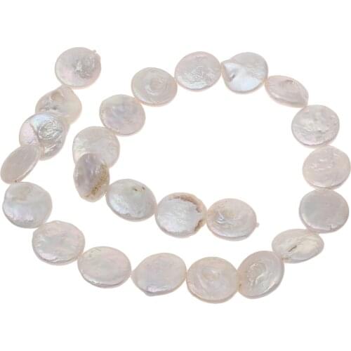 Coin Cultured Freshwater Pearl Beads,Guaranteed 100%, natural, white, 15-16mm, Hole:Approx 0.8mm, Approx 15.5 Inch Strand