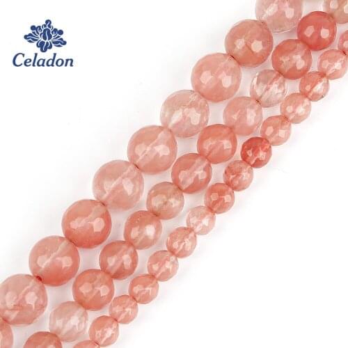 Wholesale 4 6 8 10 mm Natural Stone Beads Pink Color Faceted Red Watermelon Loose Beads For DIY Jewelry Making Strand 15