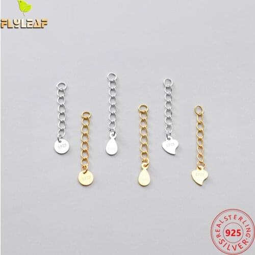 5pcs 925 Sterling Silver Extension Chains 3-5cm Heart Bracelet Necklace Extend Tail Chains DIY Jewelry Accessories Wholesale
