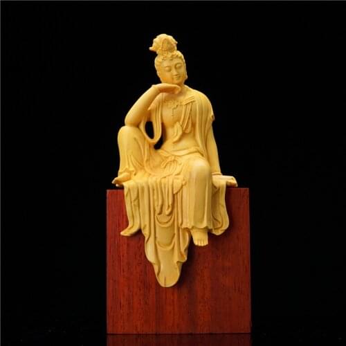 Guan Yin Sitting Buddha Decoration Decorative Buddhas Figures Buddha Garden Statue Big Size Statues for Home Decor Wood Carving