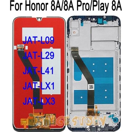 New Display Digitizer Assembly Frame For Honor 8A Pro JAT L41 LX1 LX3 LCD Touch Repair Part For Huawei Honor Play 8A JAT-L29