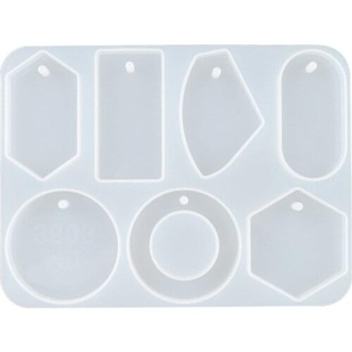 DIY Large 6-Cavity Jewelry Silicone Mold with Hole Epoxy Pendant Jewelry Making A0NF
