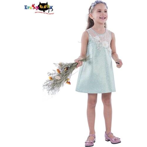 Eraspooky 2020 Summer Sweet Floral Princess Dress For Girls Wedding Party Flower Girl Lace Dresses Sleeveless Birthday Gift