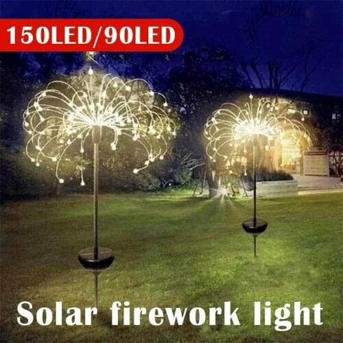 Firework Solar Outdoor Lights Waterproof Powered Fireworks Trees for Walkway Patio Lawn Backyard Christmas Party Decoration Xmas