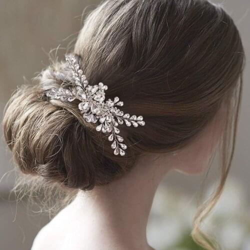 HP241 Luxury Wedding Hair Accessories Rhinestone Bride Headdress with Hair Comb Women Jewelry Tiara Bridal Headwear