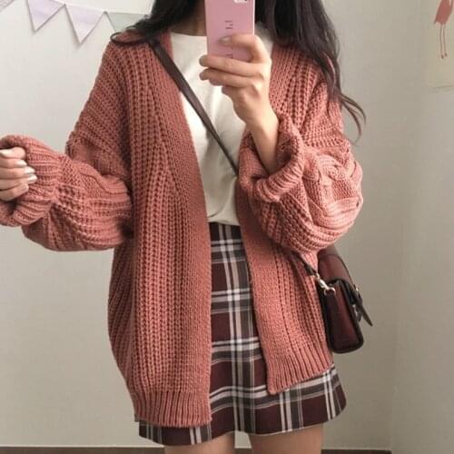 Brand New Korean Style Women Loose Cardigan Autumn Winter Warm Sweater Kawaii Girl Casual Long Knitted Cardigan Outwear