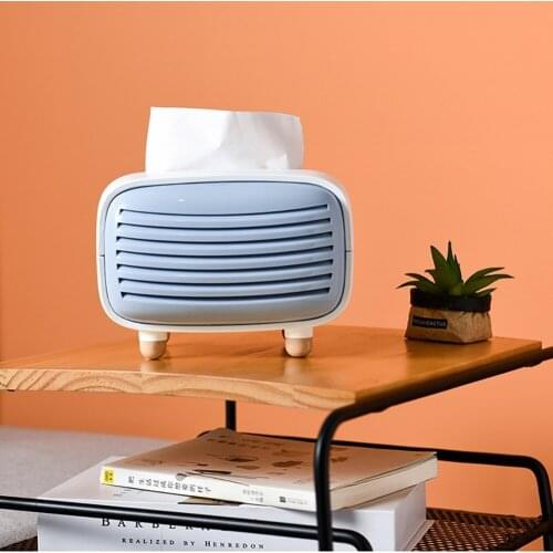 Creative radio tissue box square household box kitchen storage box plastic tissue box car napkin multi-function storage box