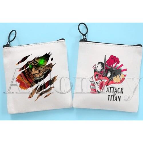 Attack on Titan Design Aesthetic Small Square Bag Coin Purse Storage Small Bag Card Bag Key Bag Coin Clutch Bag Zipper Key Bag
