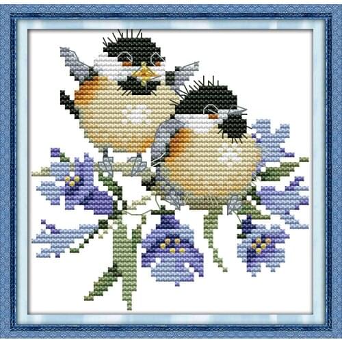 Joy Sunday The chatted birds on Bluebell 11CT 14CT Printed Counted Chinese Cross Stitch Kits Cross-stitch Embroidery Needlework