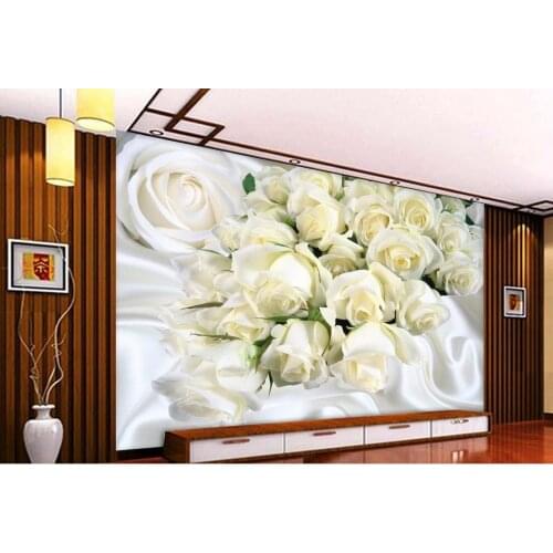 Custom 3d photo wall paper White silk roses Living room TV backdrop bedroom 3d photo wallpaper Home Decoration