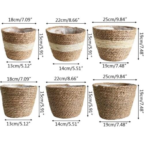 Nordic Handmade Straw Storage Basket Indoor Outdoor Flower Pot Plant Container Home Living Room Bedroom Decoration